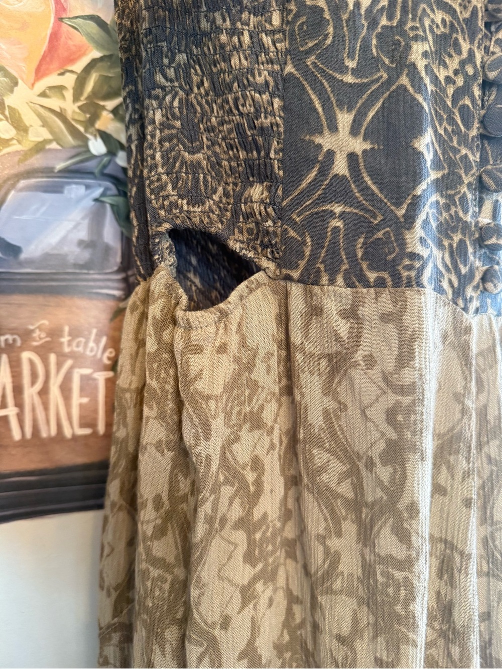 Brown Patterned Jumpsuit Pants with Boho Vibe and Side Cut Outs - Picture 3 of 11